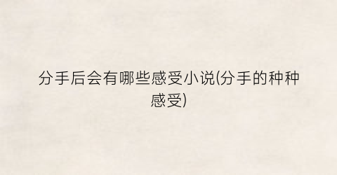 分手后会有哪些感受小说(分手的种种感受)