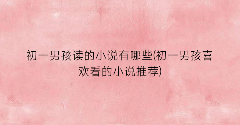 初一男孩读的小说有哪些(初一男孩喜欢看的小说推荐)