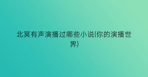北冥有声演播过哪些小说(你的演播世界)