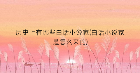 历史上有哪些白话小说家(白话小说家是怎么来的)