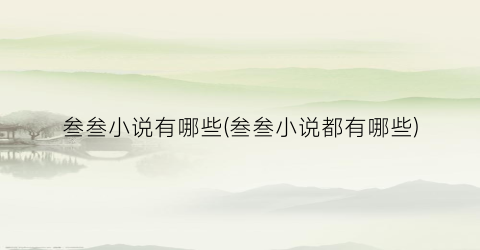 叁叁小说有哪些(叁叁小说都有哪些)