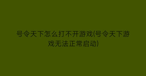 “号令天下怎么打不开游戏(号令天下游戏无法正常启动)