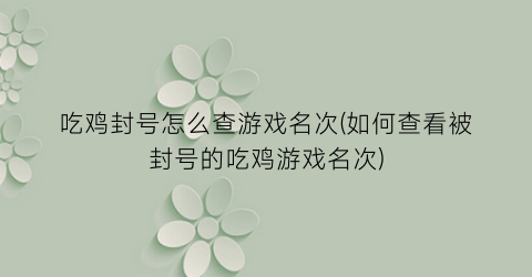 “吃鸡封号怎么查游戏名次(如何查看被封号的吃鸡游戏名次)