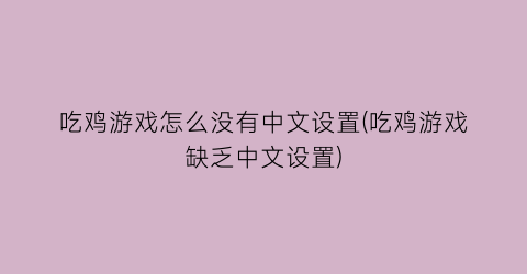 吃鸡游戏怎么没有中文设置(吃鸡游戏缺乏中文设置)