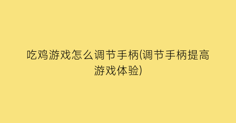 吃鸡游戏怎么调节手柄(调节手柄提高游戏体验)