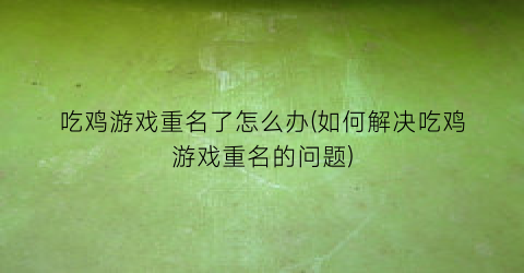 “吃鸡游戏重名了怎么办(如何解决吃鸡游戏重名的问题)