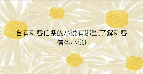 含有刺客信条的小说有哪些(了解刺客信条小说)