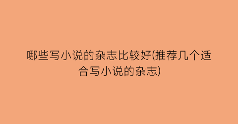 哪些写小说的杂志比较好(推荐几个适合写小说的杂志)