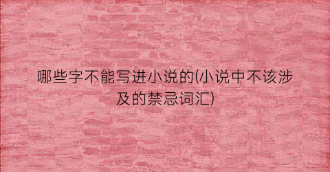 哪些字不能写进小说的(小说中不该涉及的禁忌词汇)