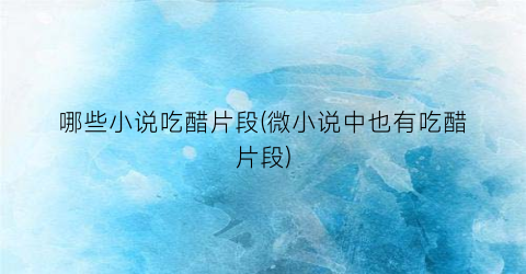 哪些小说吃醋片段(微小说中也有吃醋片段)