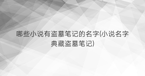 哪些小说有盗墓笔记的名字(小说名字典藏盗墓笔记)