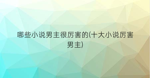 哪些小说男主很厉害的(十大小说厉害男主)