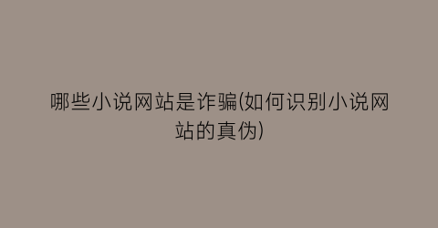 哪些小说网站是诈骗(如何识别小说网站的真伪)