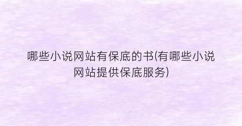 哪些小说网站有保底的书(有哪些小说网站提供保底服务)