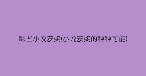 哪些小说获奖(小说获奖的种种可能)