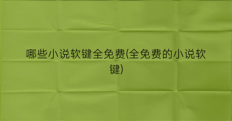 哪些小说软键全免费(全免费的小说软键)