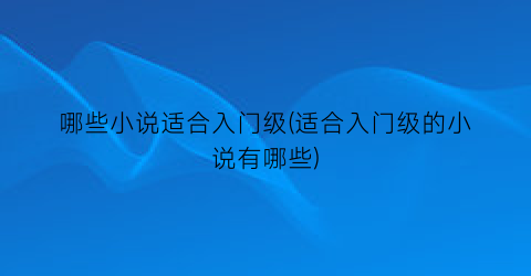 哪些小说适合入门级(适合入门级的小说有哪些)