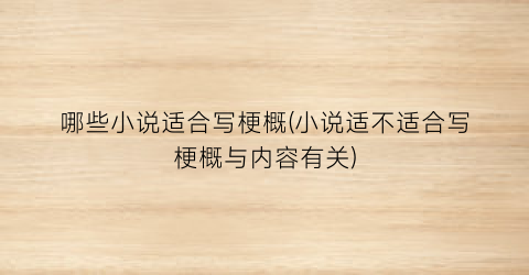 哪些小说适合写梗概(小说适不适合写梗概与内容有关)