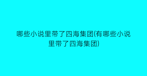 哪些小说里带了四海集团(有哪些小说里带了四海集团)