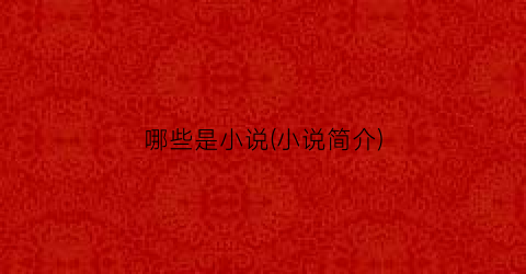 哪些是小说(小说简介)