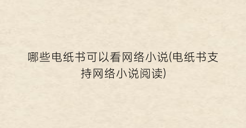 哪些电纸书可以看网络小说(电纸书支持网络小说阅读)