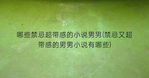 哪些禁忌超带感的小说男男(禁忌又超带感的男男小说有哪些)