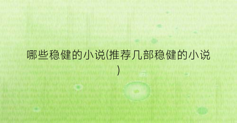 哪些稳健的小说(推荐几部稳健的小说)