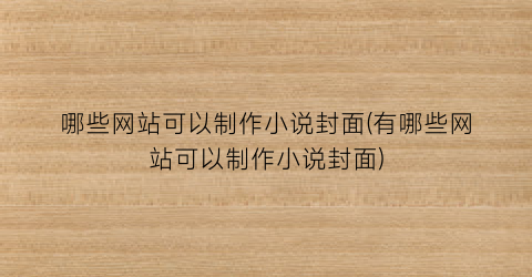 哪些网站可以制作小说封面(有哪些网站可以制作小说封面)