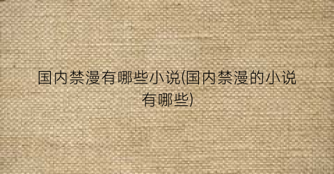 国内禁漫有哪些小说(国内禁漫的小说有哪些)