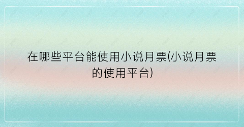 在哪些平台能使用小说月票(小说月票的使用平台)