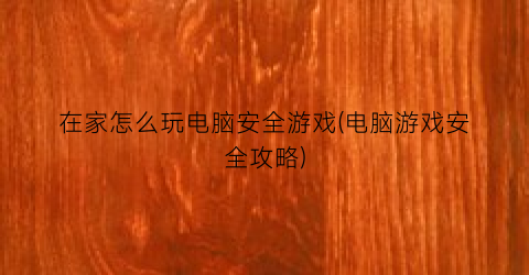 “在家怎么玩电脑安全游戏(电脑游戏安全攻略)