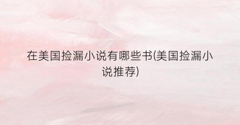 在美国捡漏小说有哪些书(美国捡漏小说推荐)