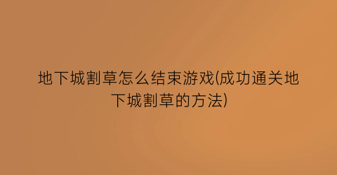 地下城割草怎么结束游戏(成功通关地下城割草的方法)