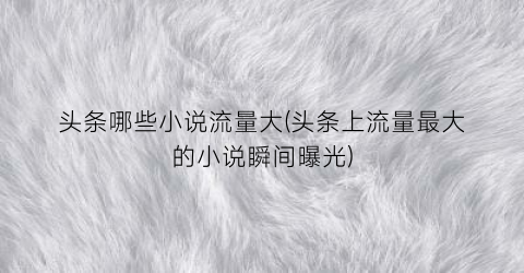 头条哪些小说流量大(头条上流量最大的小说瞬间曝光)