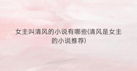 女主叫清风的小说有哪些(清风是女主的小说推荐)