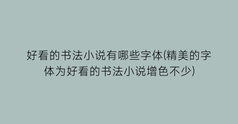 好看的书法小说有哪些字体(精美的字体为好看的书法小说增色不少)