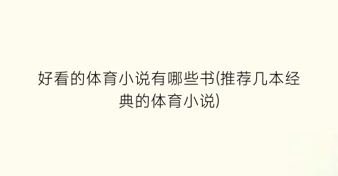 好看的体育小说有哪些书(推荐几本经典的体育小说)