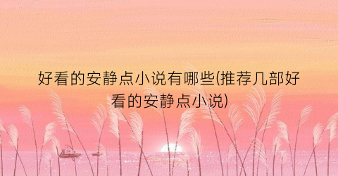 好看的安静点小说有哪些(推荐几部好看的安静点小说)