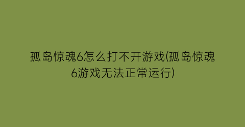 孤岛惊魂6怎么打不开游戏(孤岛惊魂6游戏无法正常运行)