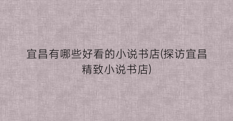 宜昌有哪些好看的小说书店(探访宜昌精致小说书店)