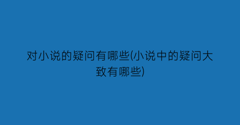 对小说的疑问有哪些(小说中的疑问大致有哪些)