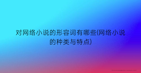 对网络小说的形容词有哪些(网络小说的种类与特点)