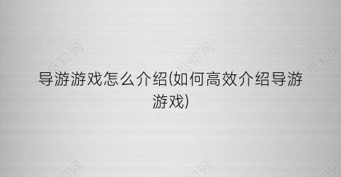 “导游游戏怎么介绍(如何高效介绍导游游戏)