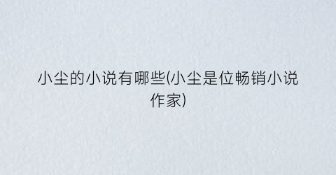 小尘的小说有哪些(小尘是位畅销小说作家)