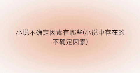 小说不确定因素有哪些(小说中存在的不确定因素)