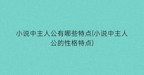 小说中主人公有哪些特点(小说中主人公的性格特点)