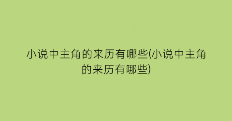 小说中主角的来历有哪些(小说中主角的来历有哪些)