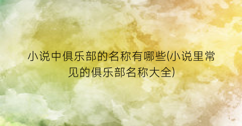 小说中俱乐部的名称有哪些(小说里常见的俱乐部名称大全)