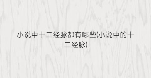 小说中十二经脉都有哪些(小说中的十二经脉)