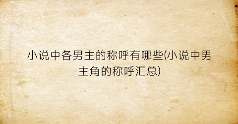 小说中各男主的称呼有哪些(小说中男主角的称呼汇总)